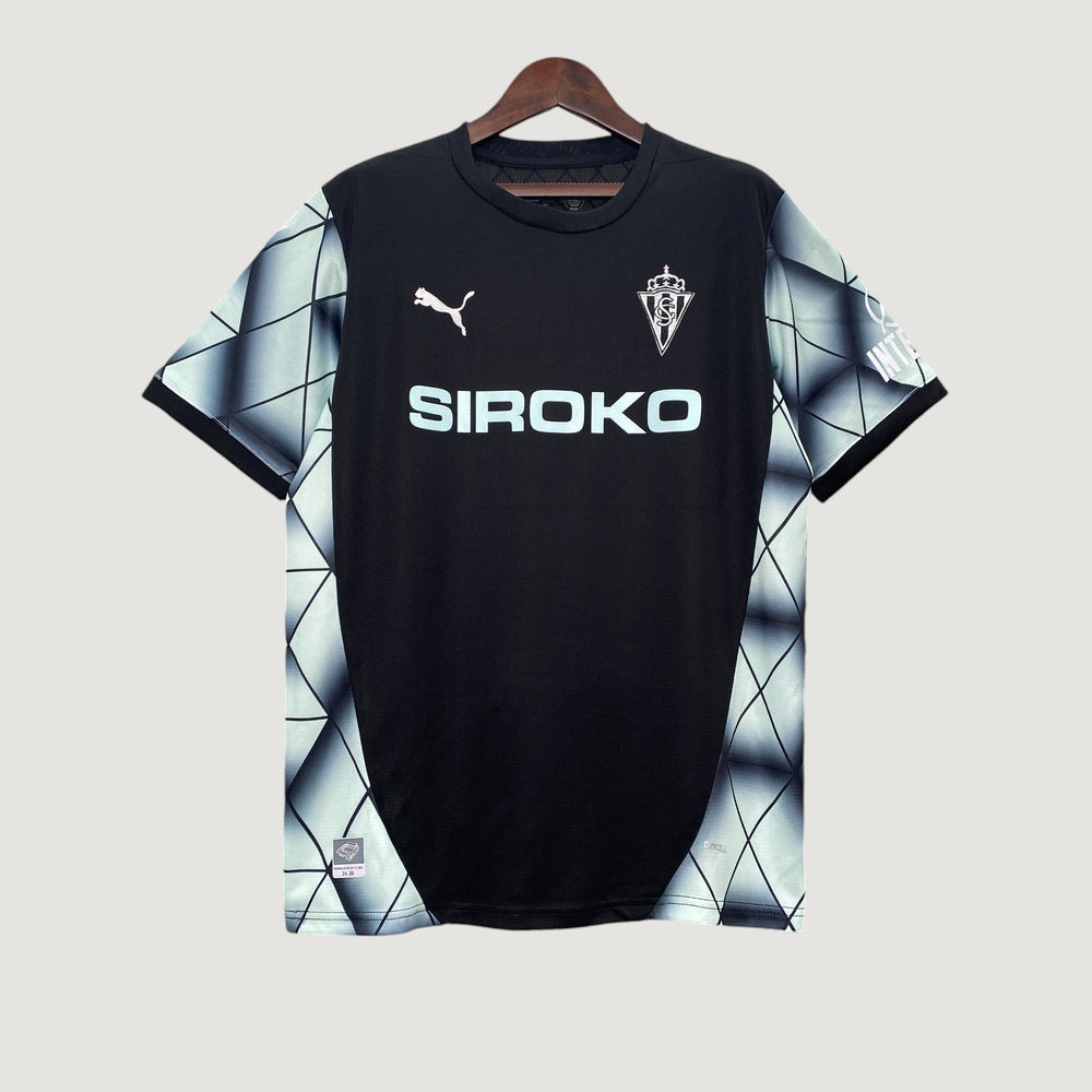 Sporting Gijón - Maillot Extérieur 24/25 - Noir, Blanc