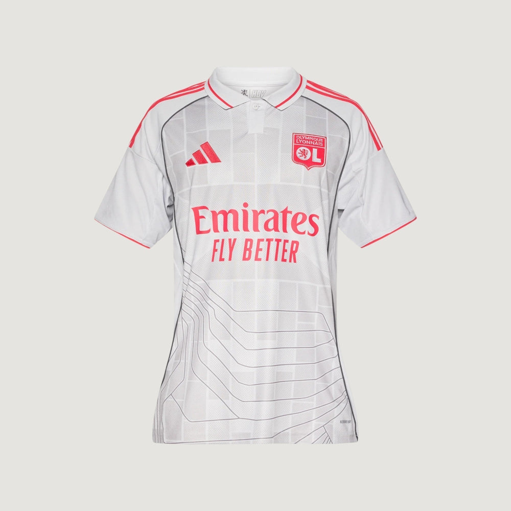 Olympique Lyonnais – Maillot Extérieur 25/26 – Gris & Rose